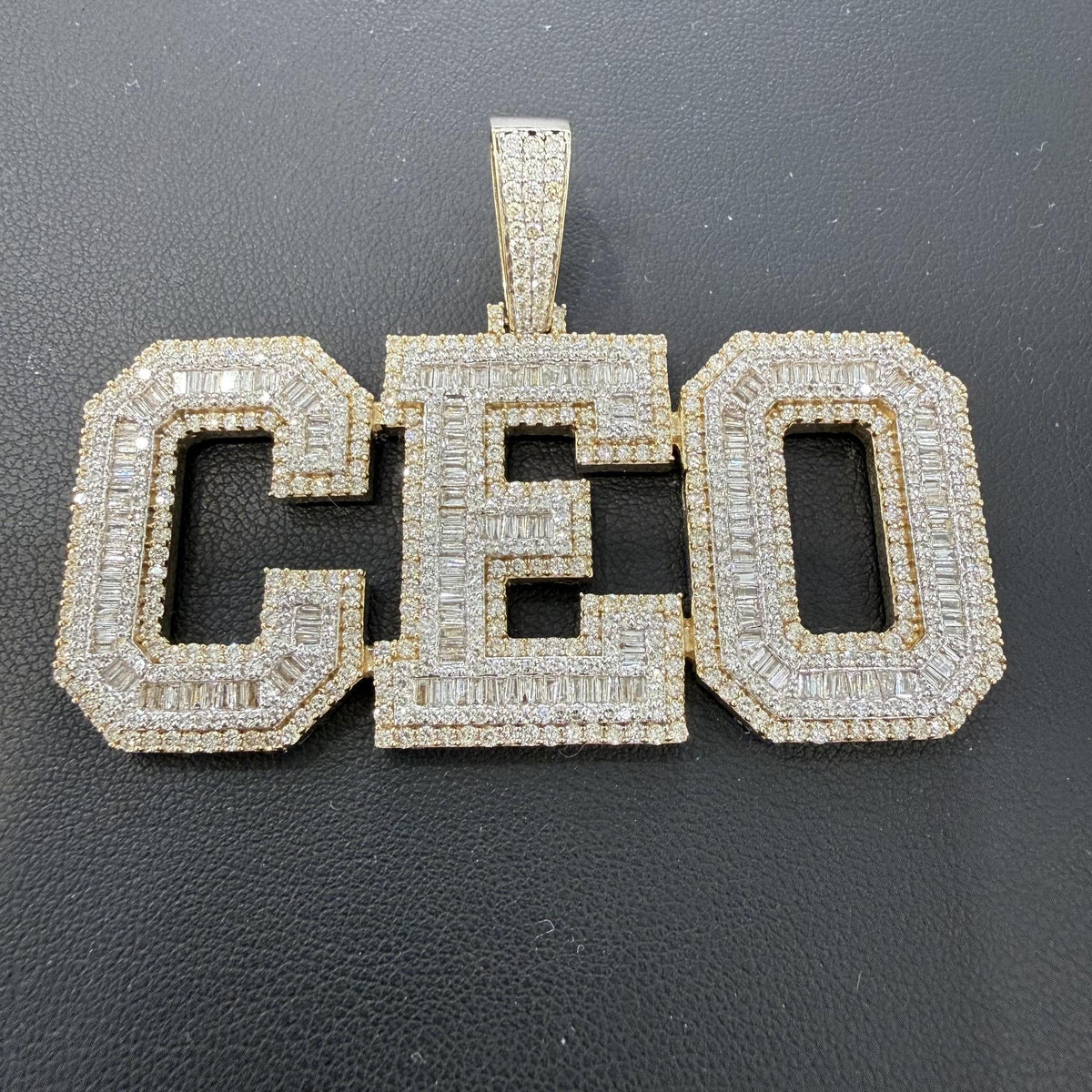 6.80ctw Diamond CEO Baguette Round Pendant 10K Yellow Gold