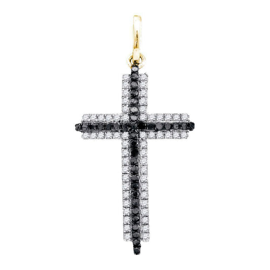 0.23ctw Colored Black Diamond Cross Charm Pendant 10k Yellow Gold