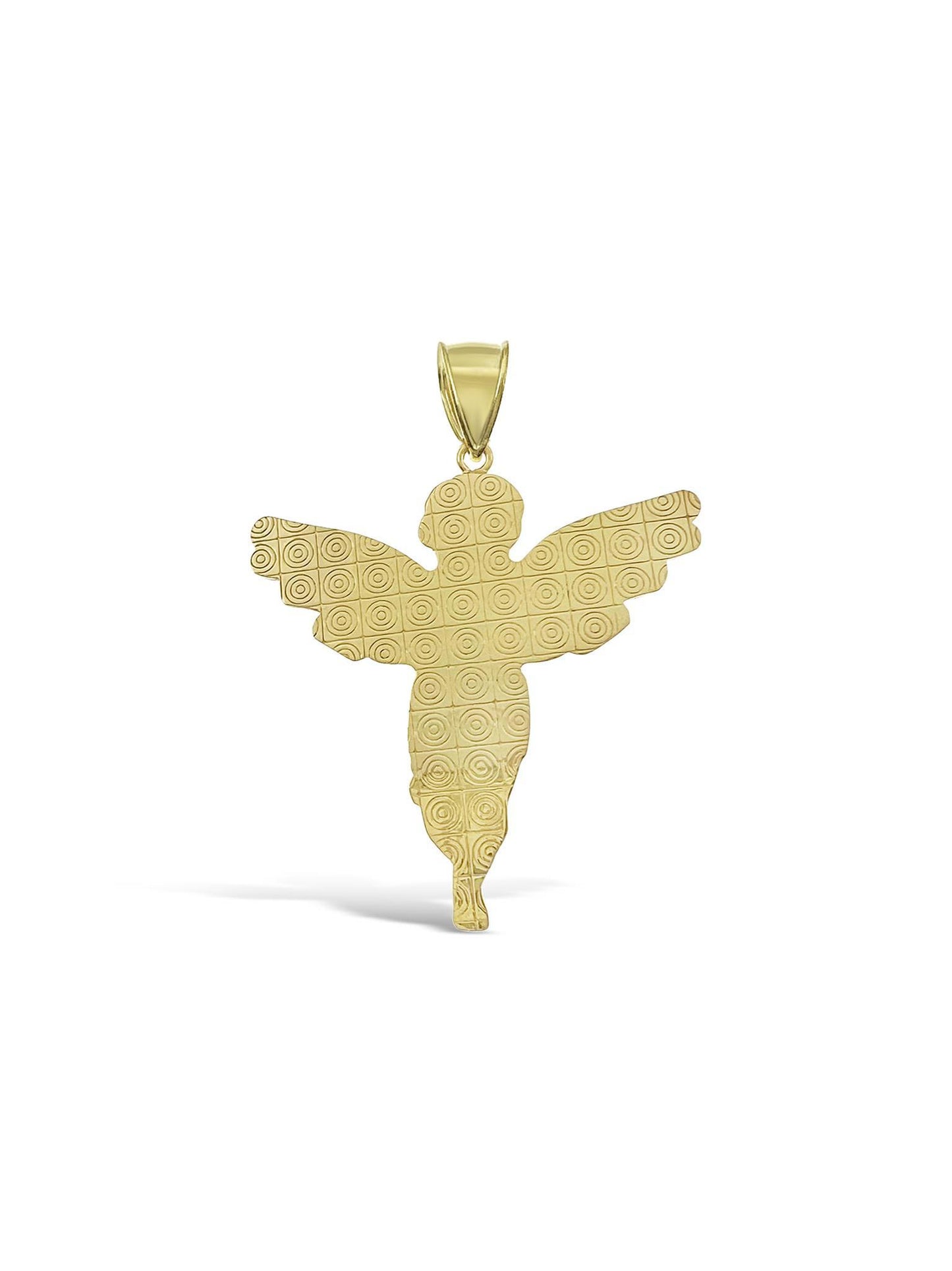 10k Two Tone Gold Baby Angel Pendant Charm 2.3"