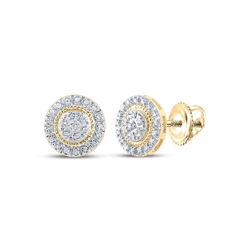 Diamond Cluster Halo Stud Earrings 10K Yellow Gold