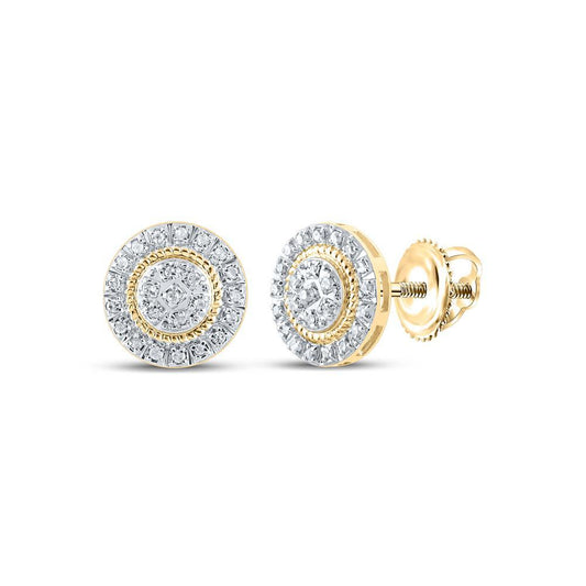 Diamond Cluster Halo Stud Earrings 10K Yellow Gold
