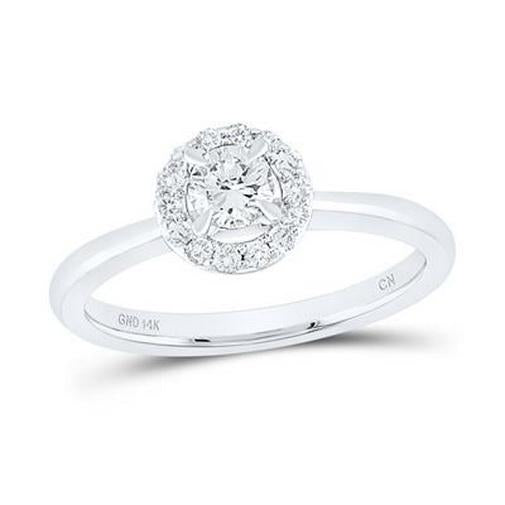 0.48Ctw Diamond Round Cluster Engagement Ring 14k White Gold Bridal Wedding