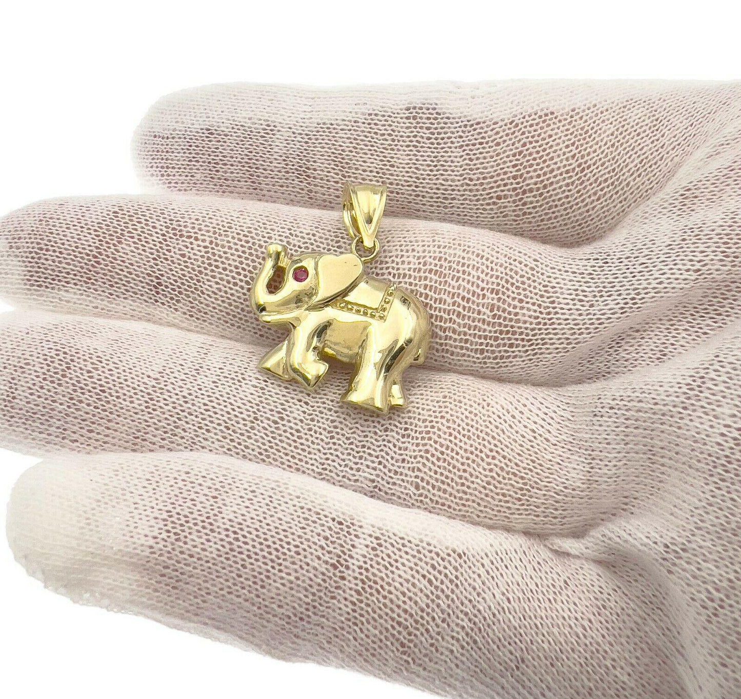 Elephant Pendant Lucky Charm 10k Yellow Gold 1 inch