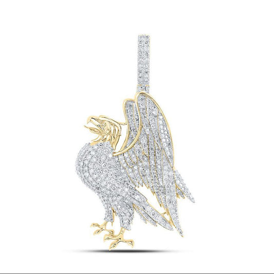 Diamond 2.87ctw Eagle Iced Pave Pendant 10K Yellow Gold