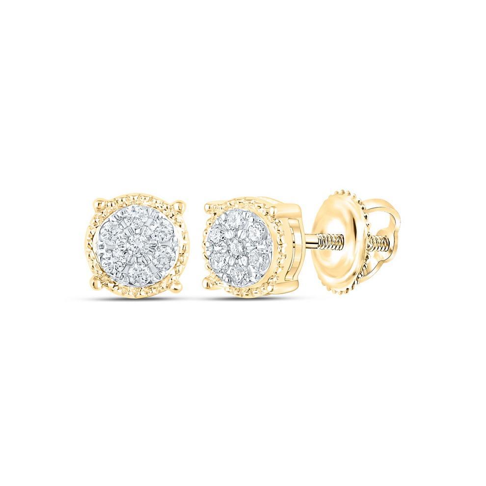 Diamond Cluster Stud Earrings 0.15ctw 10K Yellow Gold