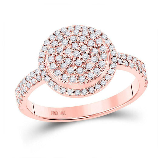 0.50 Cttw Diamond Round Cluster Engagement Promise Ring 10k Rose Gold