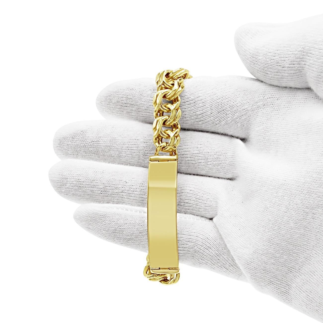 10K Yellow Gold Double Curb Link Chain ID Bracelet
