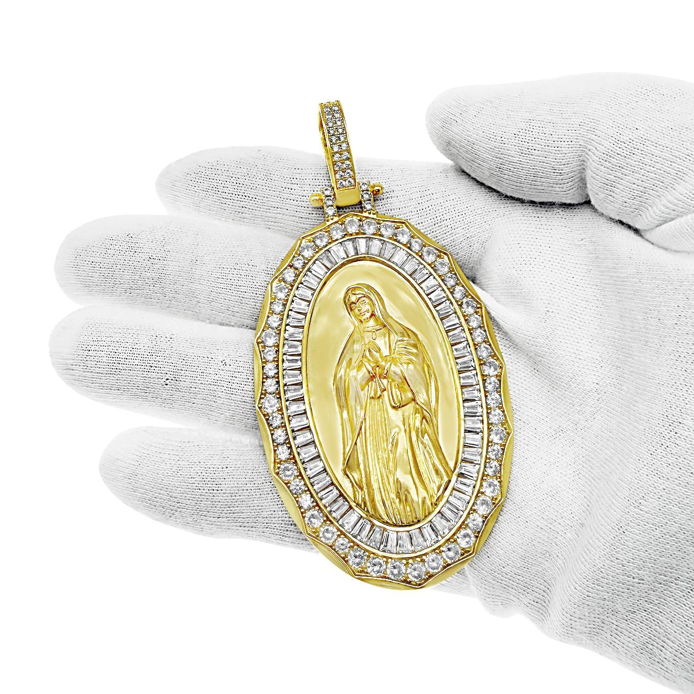 925 Sterling Silver Virgin Mary Oval Pendant