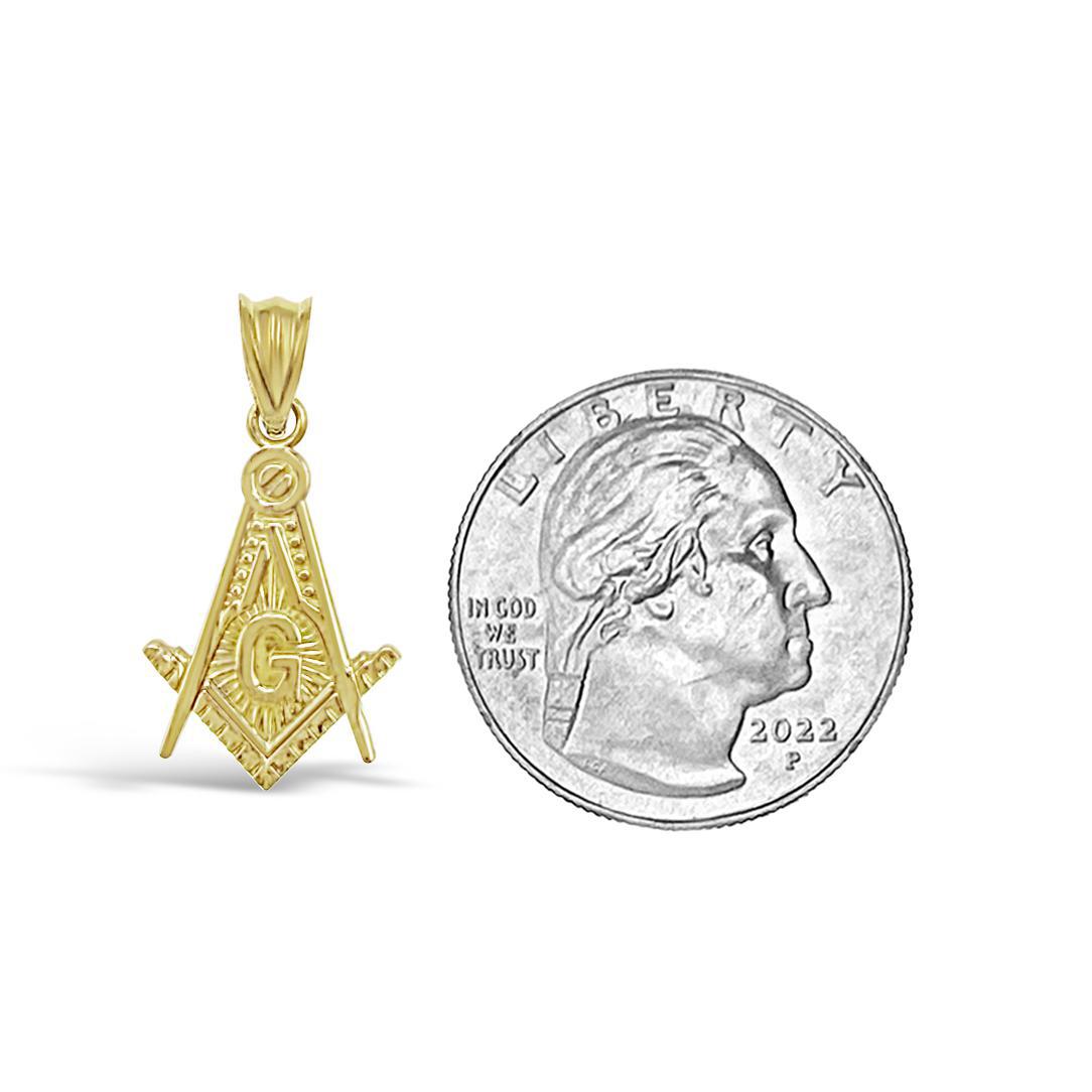 10k Yellow Gold Masonic Pendant Square Compass