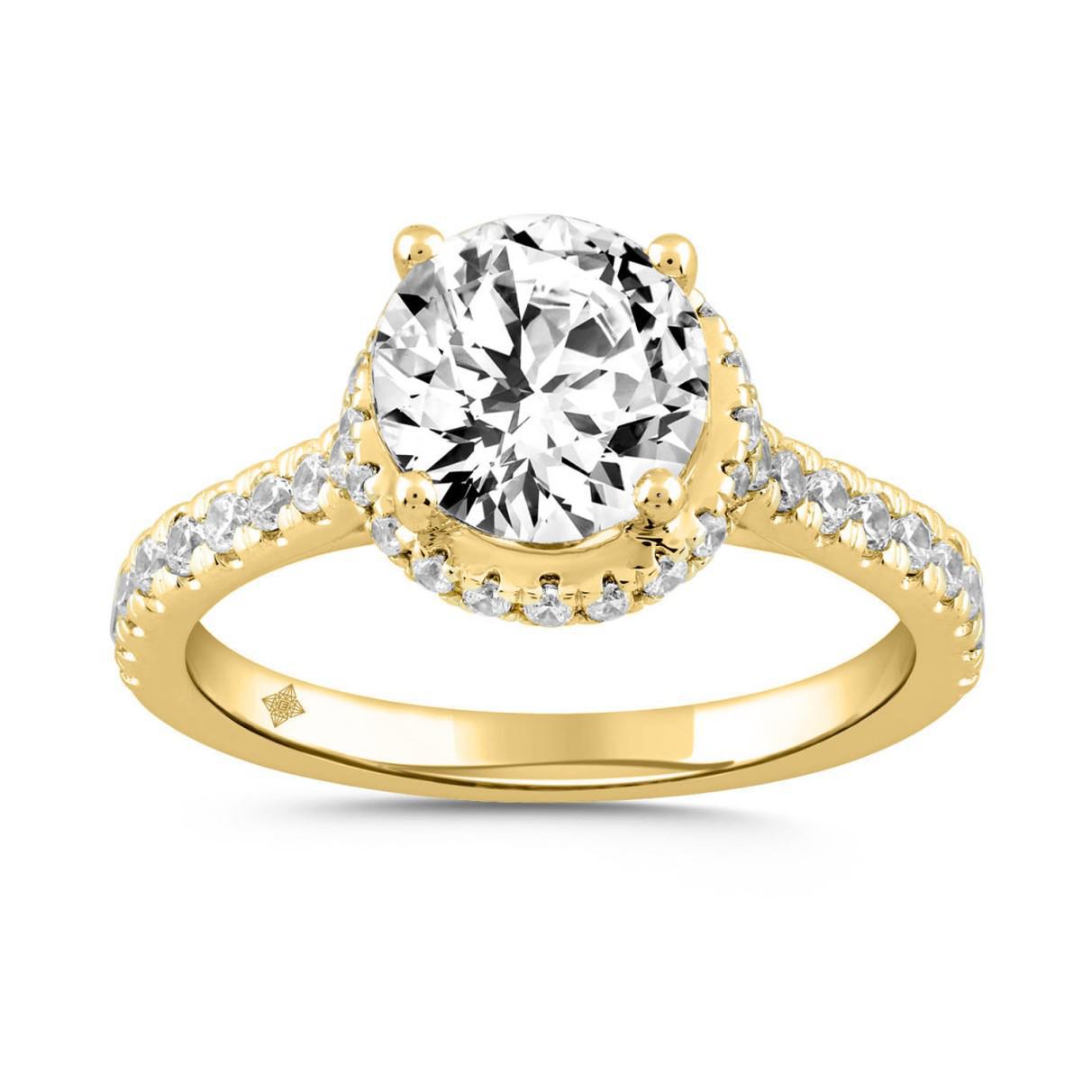 2.50 cttw Lab Grown Diamond Halo Engagement Ring 14k Yellow Gold