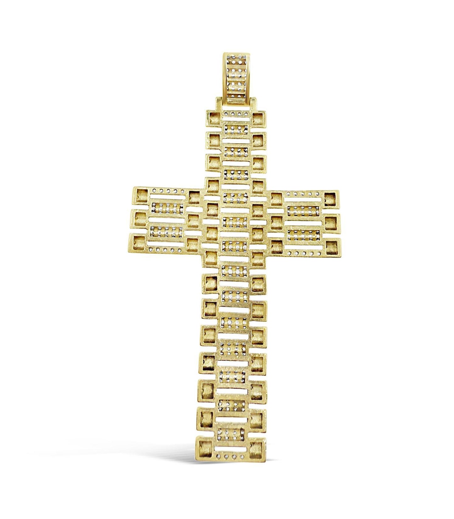 10K Yellow Gold Presidential Style Railroad Cross Pendant