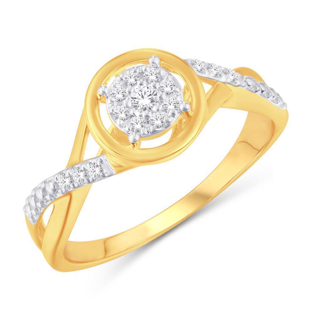 Diamond Promise Engagement Round Cluster Ring 10k Yellow Gold Twisted Band