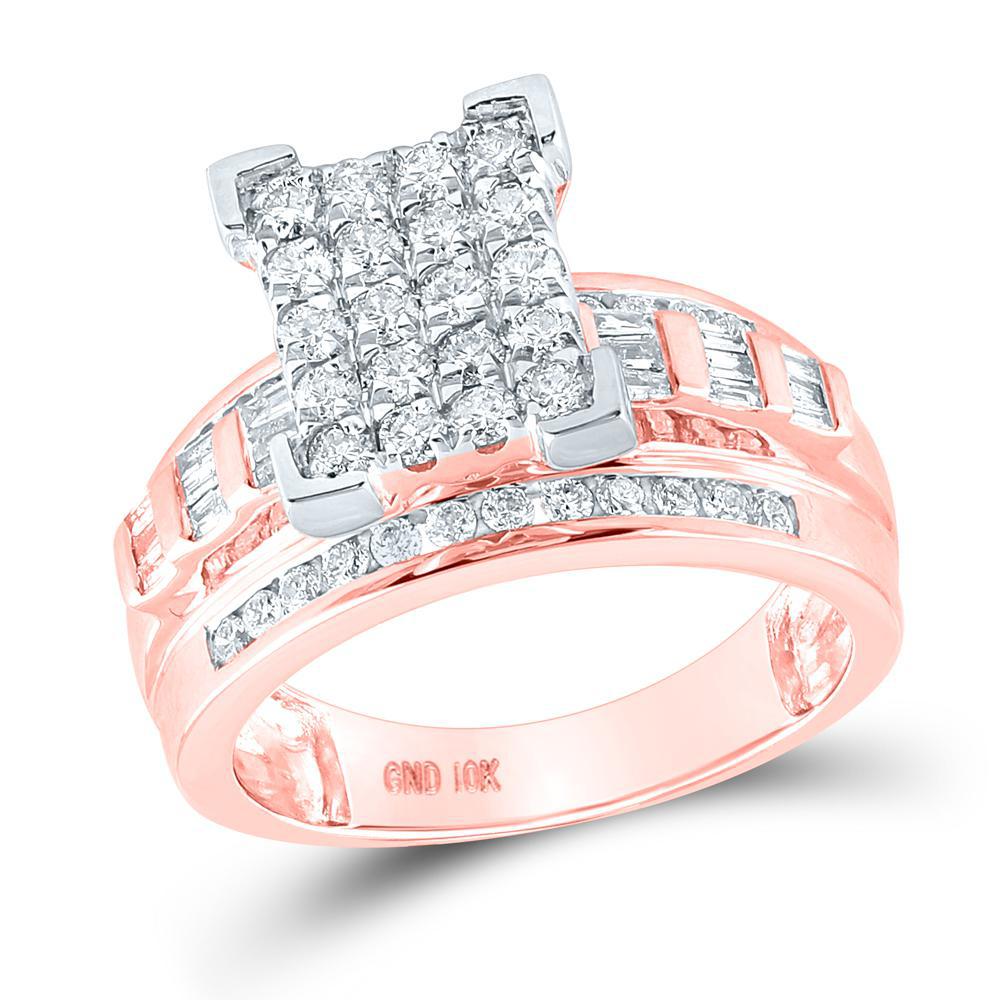 1.00ctw Diamond Rectangular Cluster Ring 10K Rose Gold