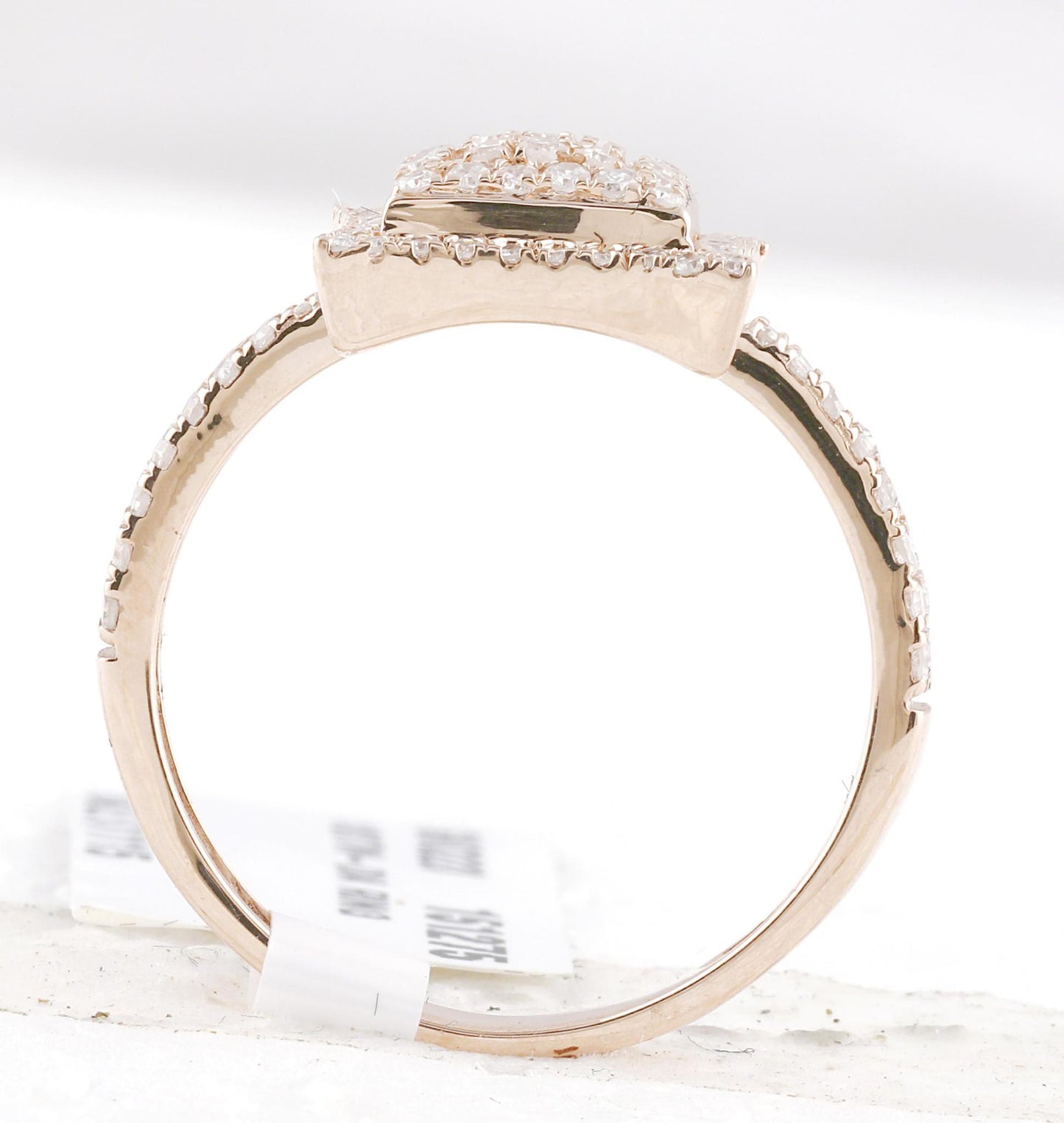 0.45 Ctw Diamond Square Cluster Engagement Promise Ring 10k Rose Gold