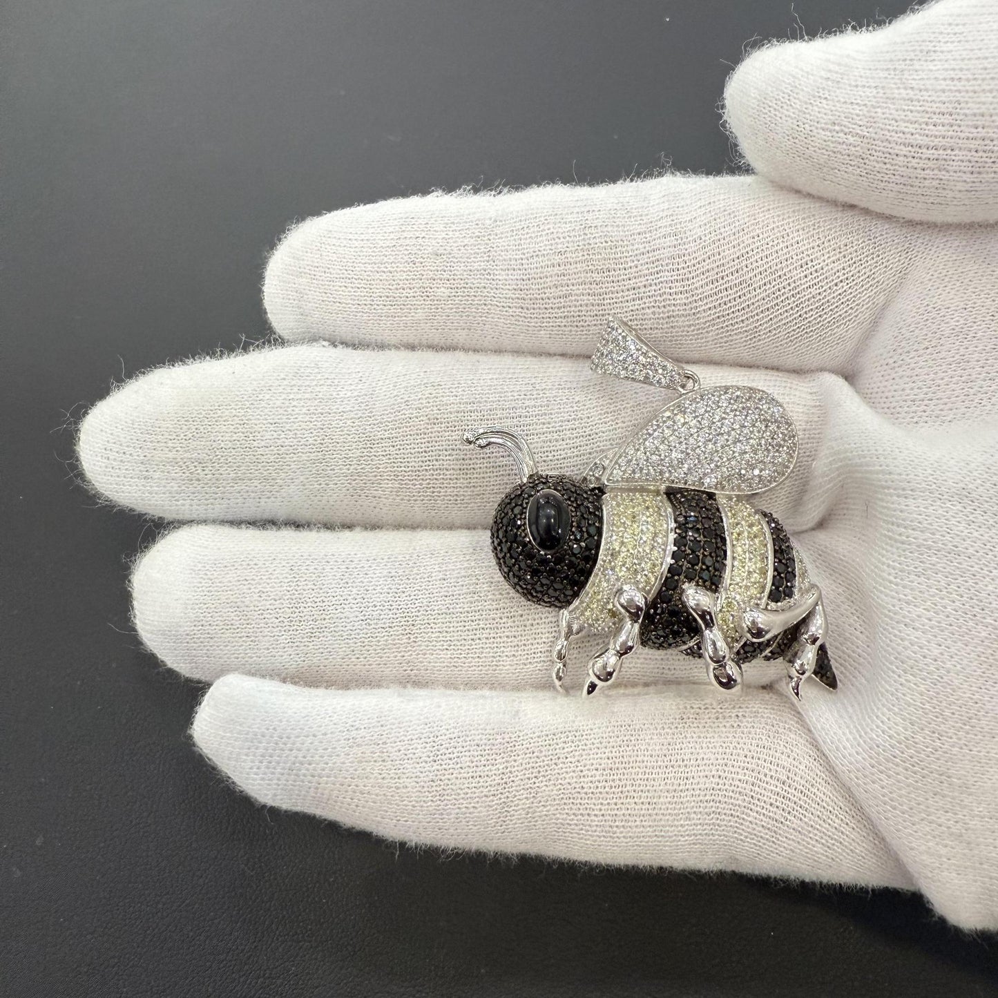 Iced out Bee Pendant Charm 925 Sterling Silver