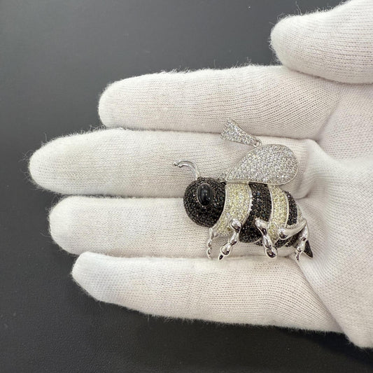 Iced out Bee Pendant Charm 925 Sterling Silver