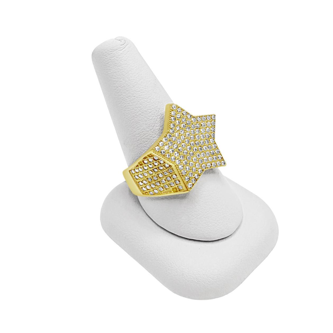 10K Yellow Gold Star Mens Ring Pinky Mens Ring