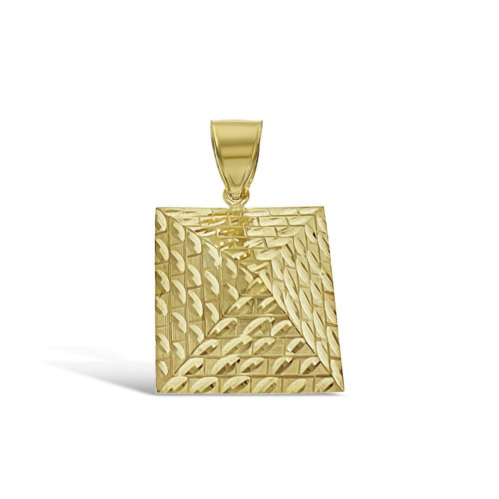 Egyptian Pyramid Pendant 10k Gold 3D Diamond Cut Charm 1.4"