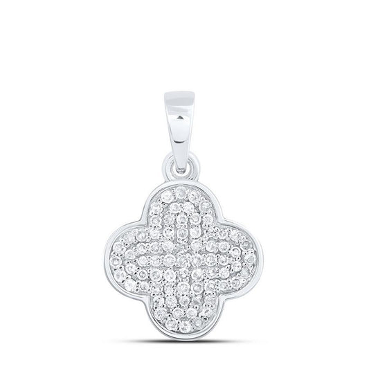 0.20cttw Diamond Round Clover Charm Pendant 10k White Gold