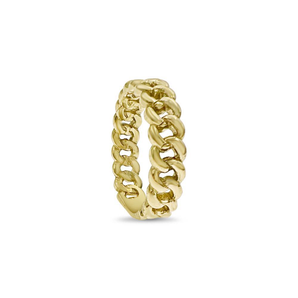 10K Yellow Gold Cuban Chain Band Ring