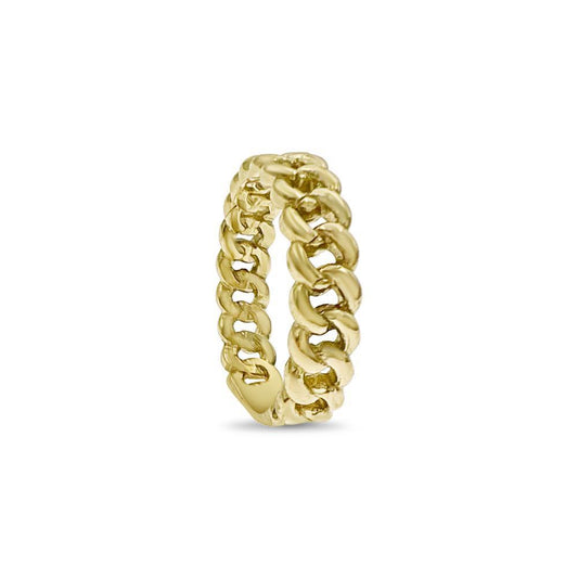 10K Yellow Gold Cuban Chain Band Ring
