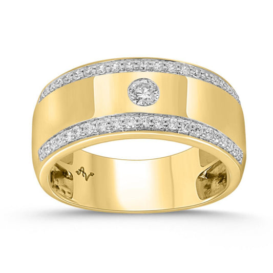 0.50 cttw Round Diamond Wedding Mens Band Ring 14k Yellow Gold