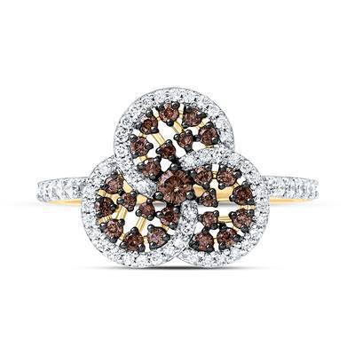 0.50ctw Chocolate Diamond Trinity Womens Ring 10k Yellow Gold