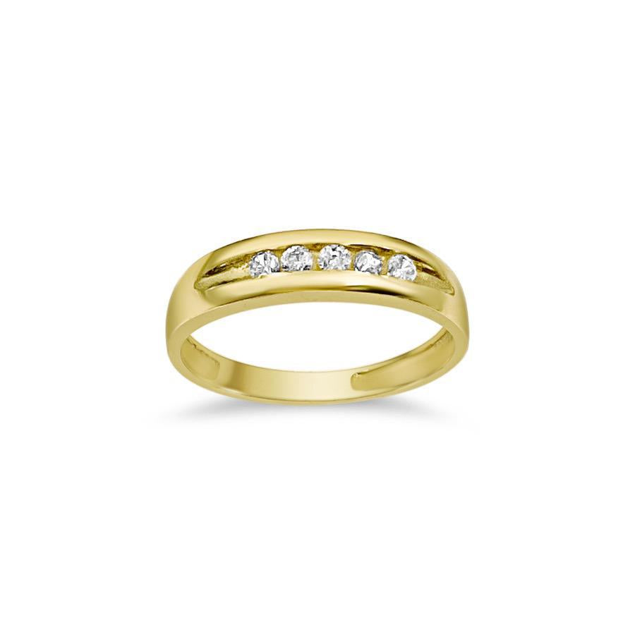 Mens 10k Yellow Gold Wedding Band Cz Ring Size 8.5