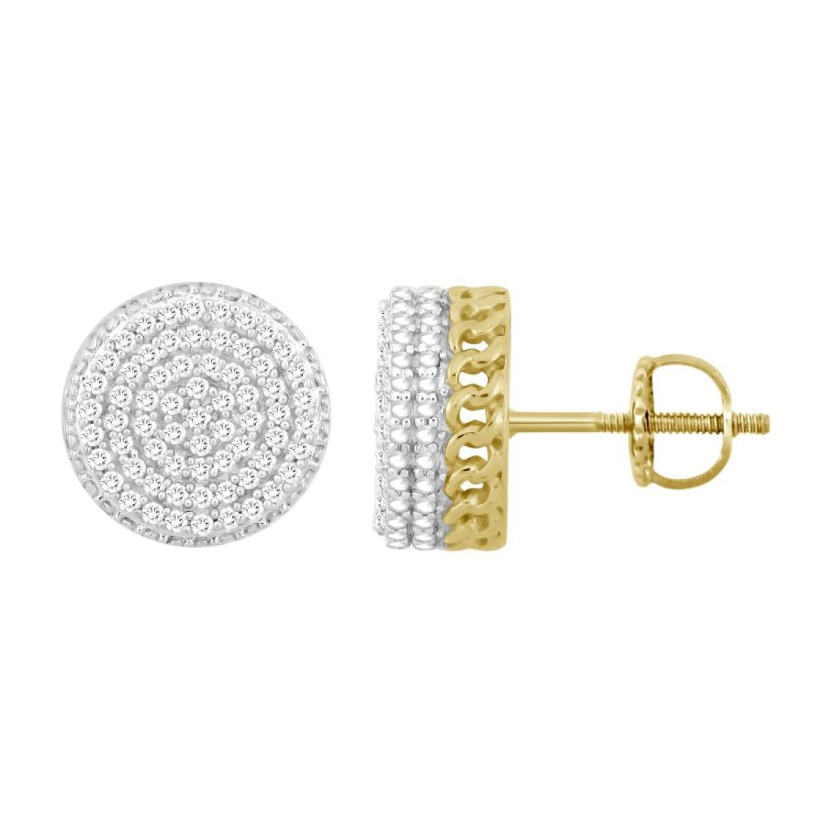 0.25ctw Diamond Round Mens Stud Earrings 10k Yellow Gold