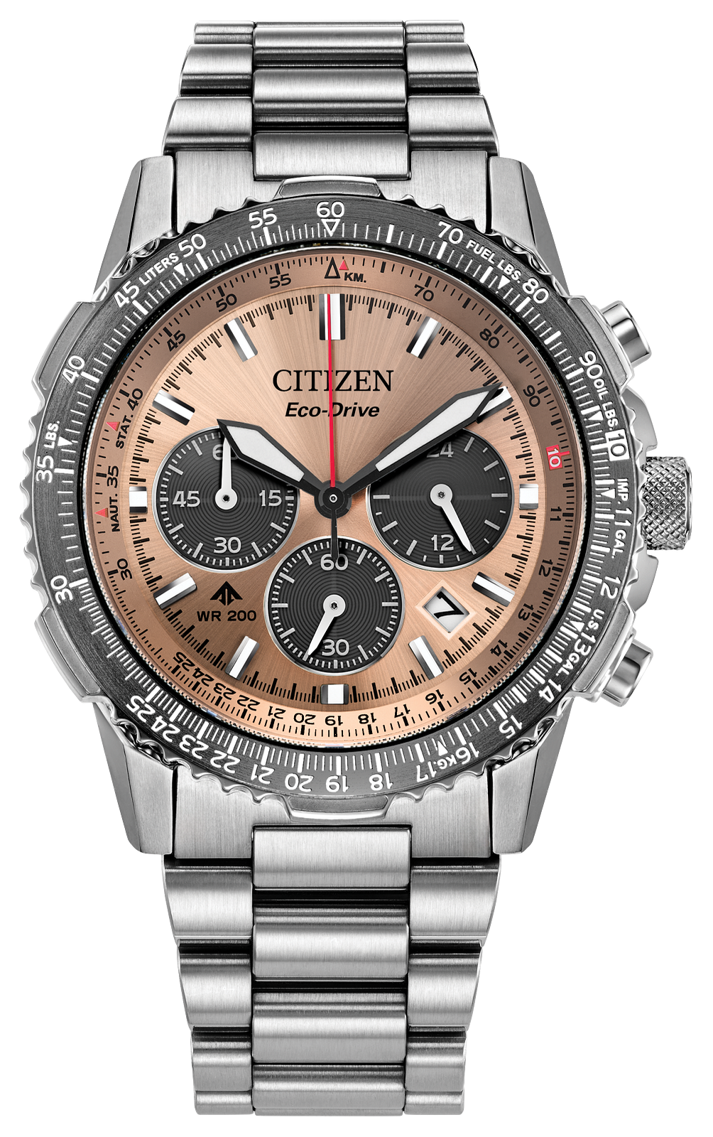 Citizen Promaster Navihawk Eco-Drive Chrono Salmon Dial Mens Watch CA4664-60X