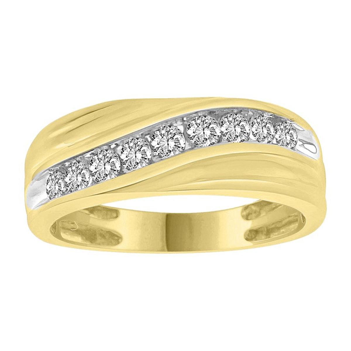 0.50cttw Diamond Wave Mens Wedding Band Ring 10k Yellow Gold