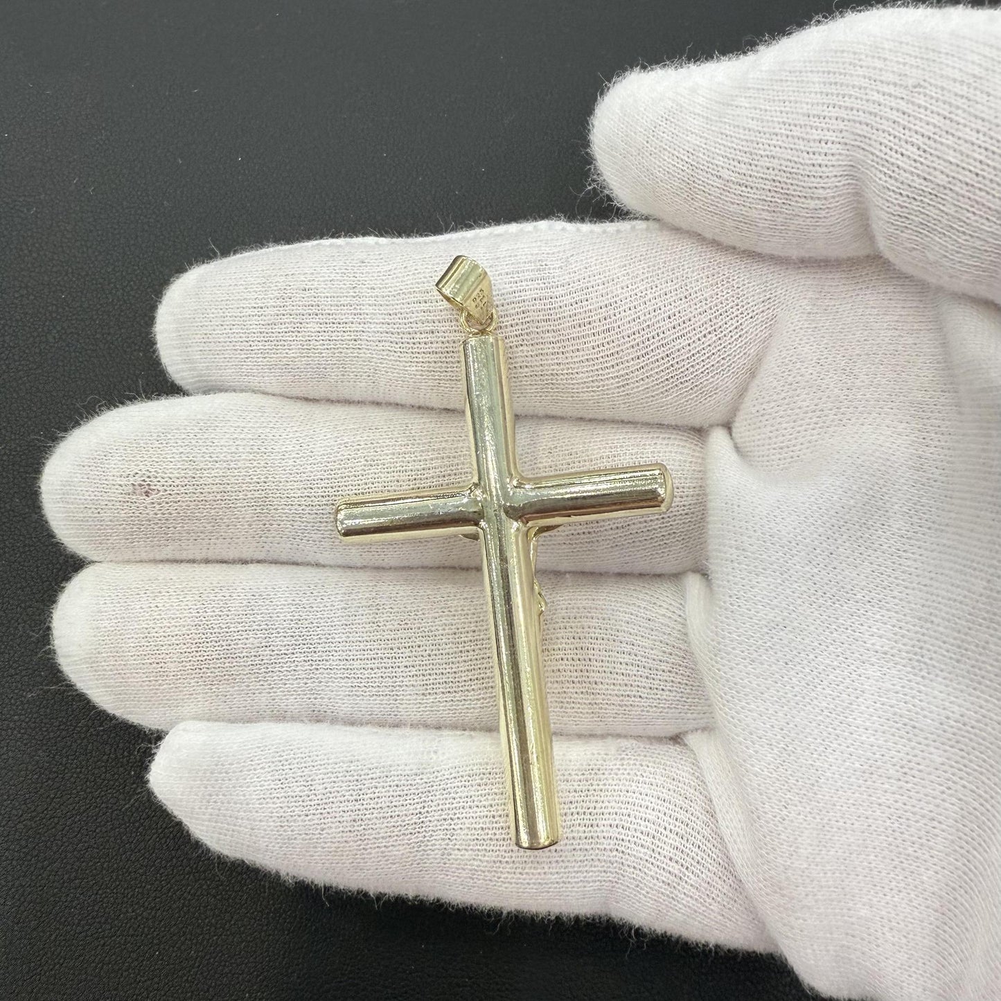 Cross Crucifix Pendant Charm 925 Sterling Silver Gold Plated 2.5"