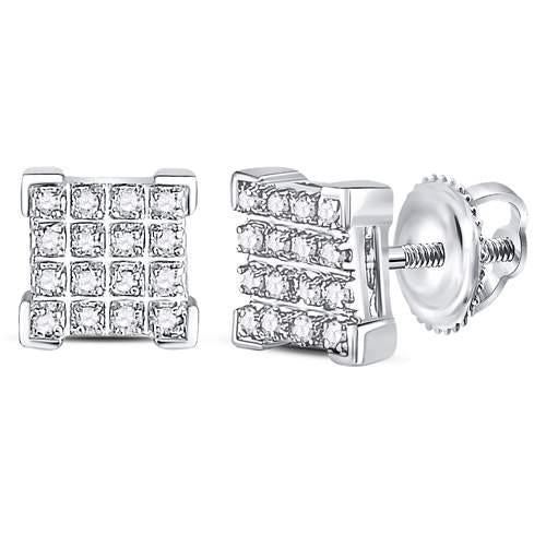Diamond Square Stud Earrings 10k White Gold