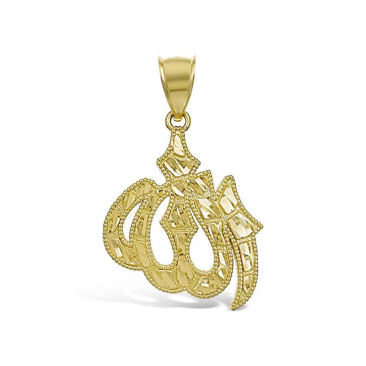 10k Gold Islamic Allah Arabic Pendant Charm Nugget 2"