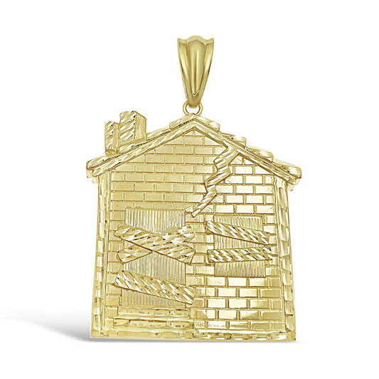 Trap House Pendant Charm 10k Yellow Gold 1 inch