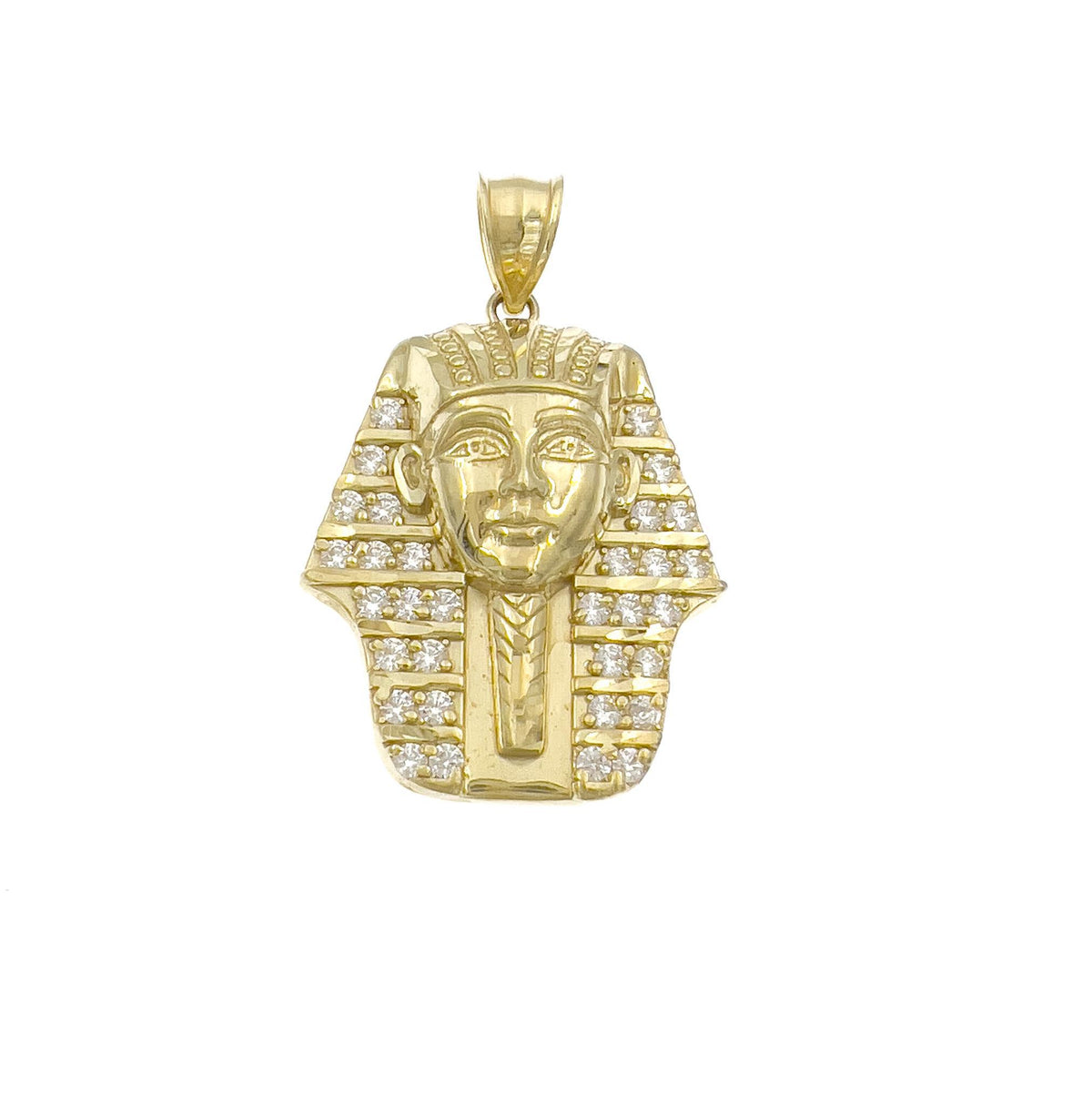Egyptian Pharaoh King Tut Pendant 10K Yellow Gold