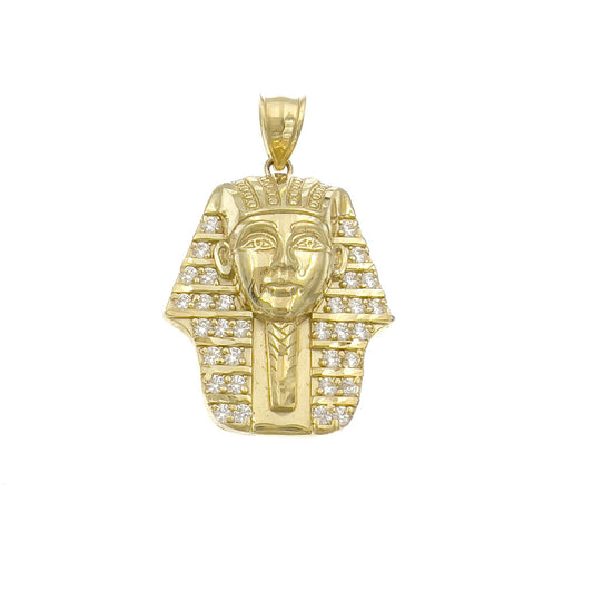 Egyptian Pharaoh King Tut Pendant 10K Yellow Gold