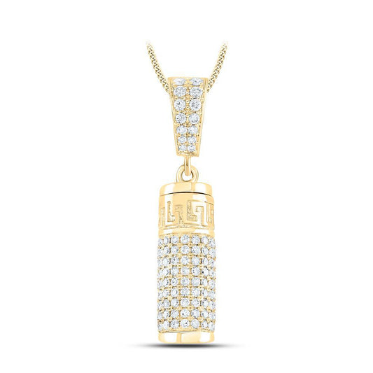 1 cttw Round Diamond Urn Cylinder Charm Pendant 10k Yellow Gold