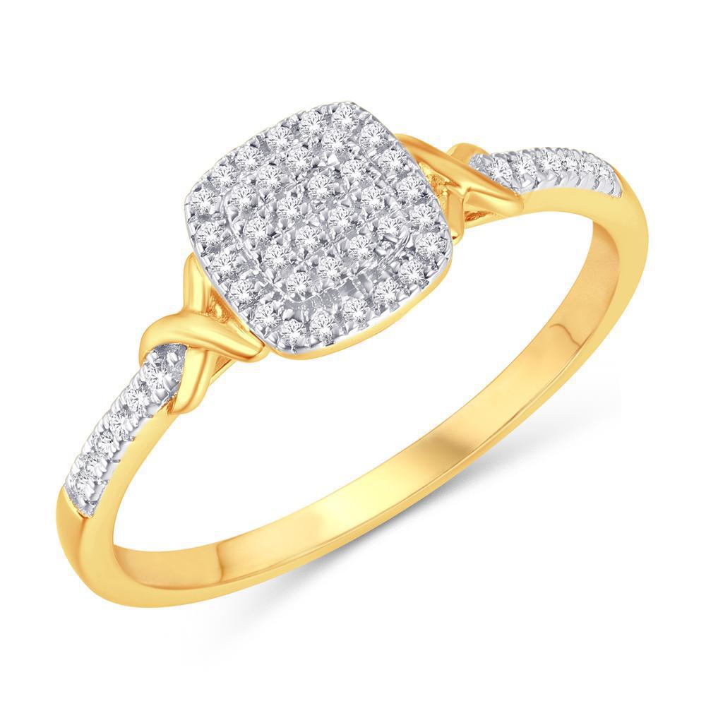 Diamond Cushion Cluster Engagement Ring 10k Yellow Gold