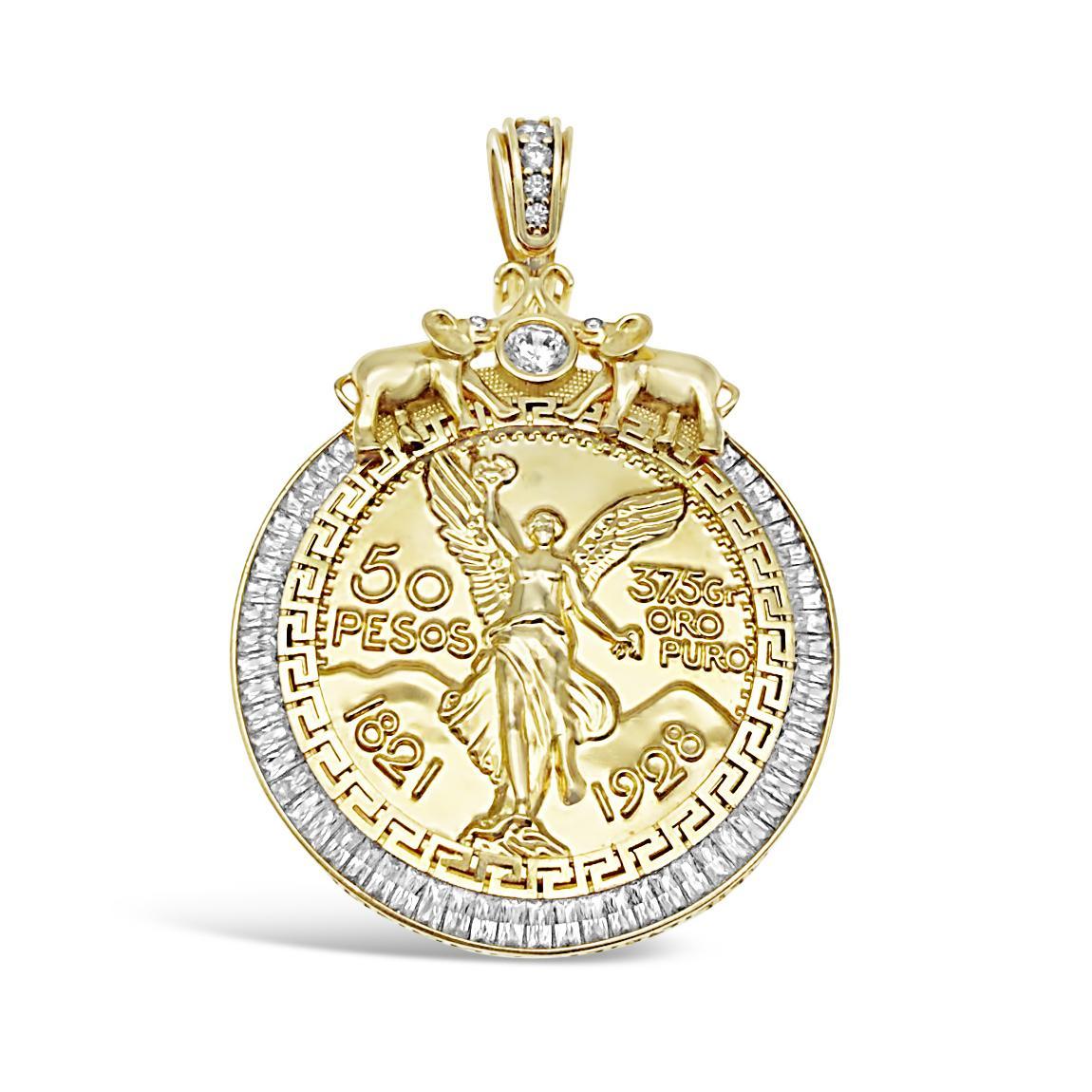 10K Yellow Gold 50 Pesos Centenario Coin Pendant