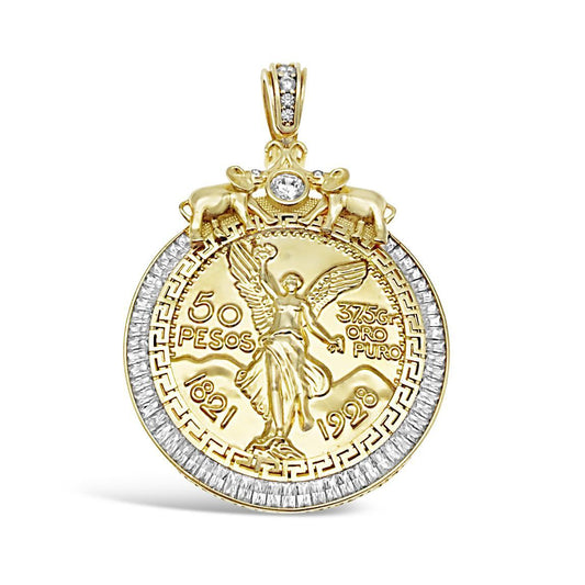 10K Yellow Gold 50 Pesos Centenario Coin Pendant