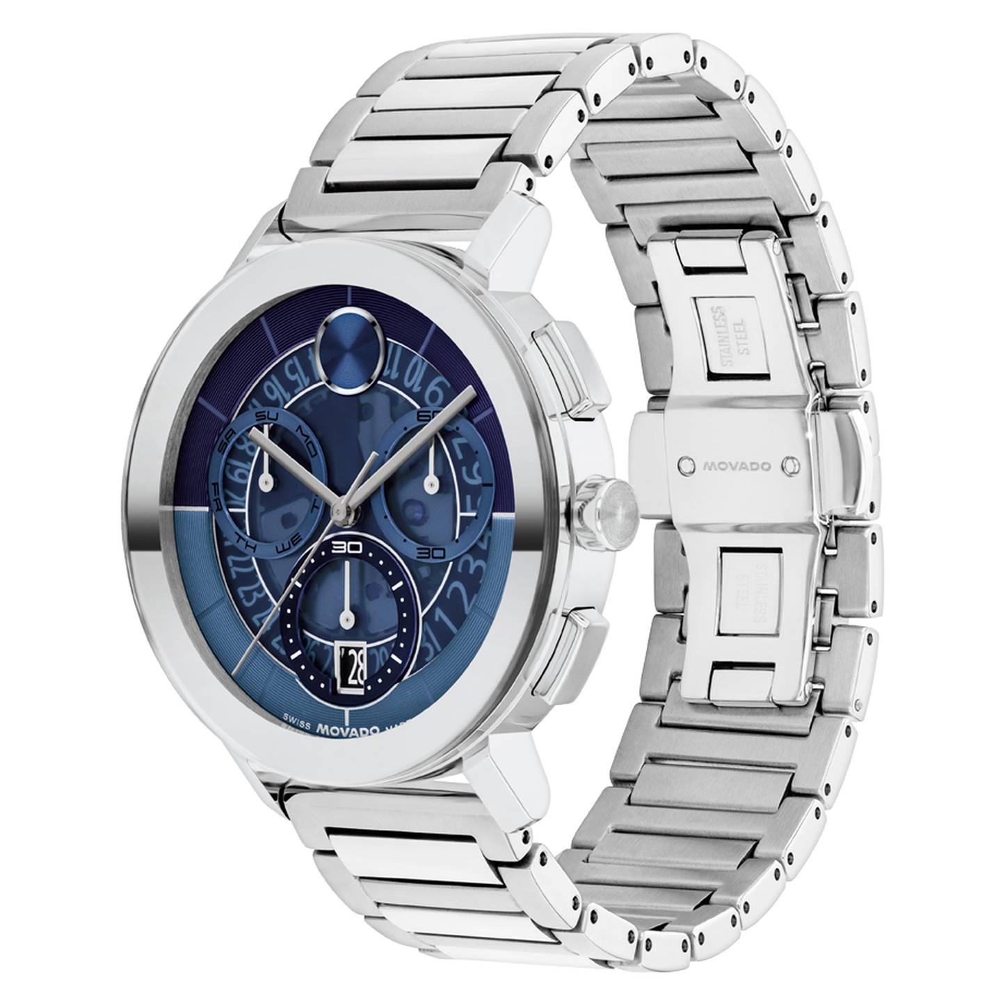 Movado Bold Evolution Quartz Chronograph Blue Dial Mens Watch 3601299