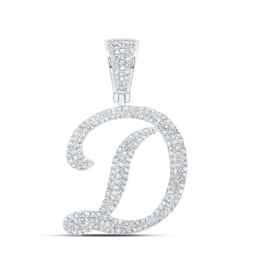 1.0cttw Diamond Initial D Letter Charm 10k White Gold Pendant