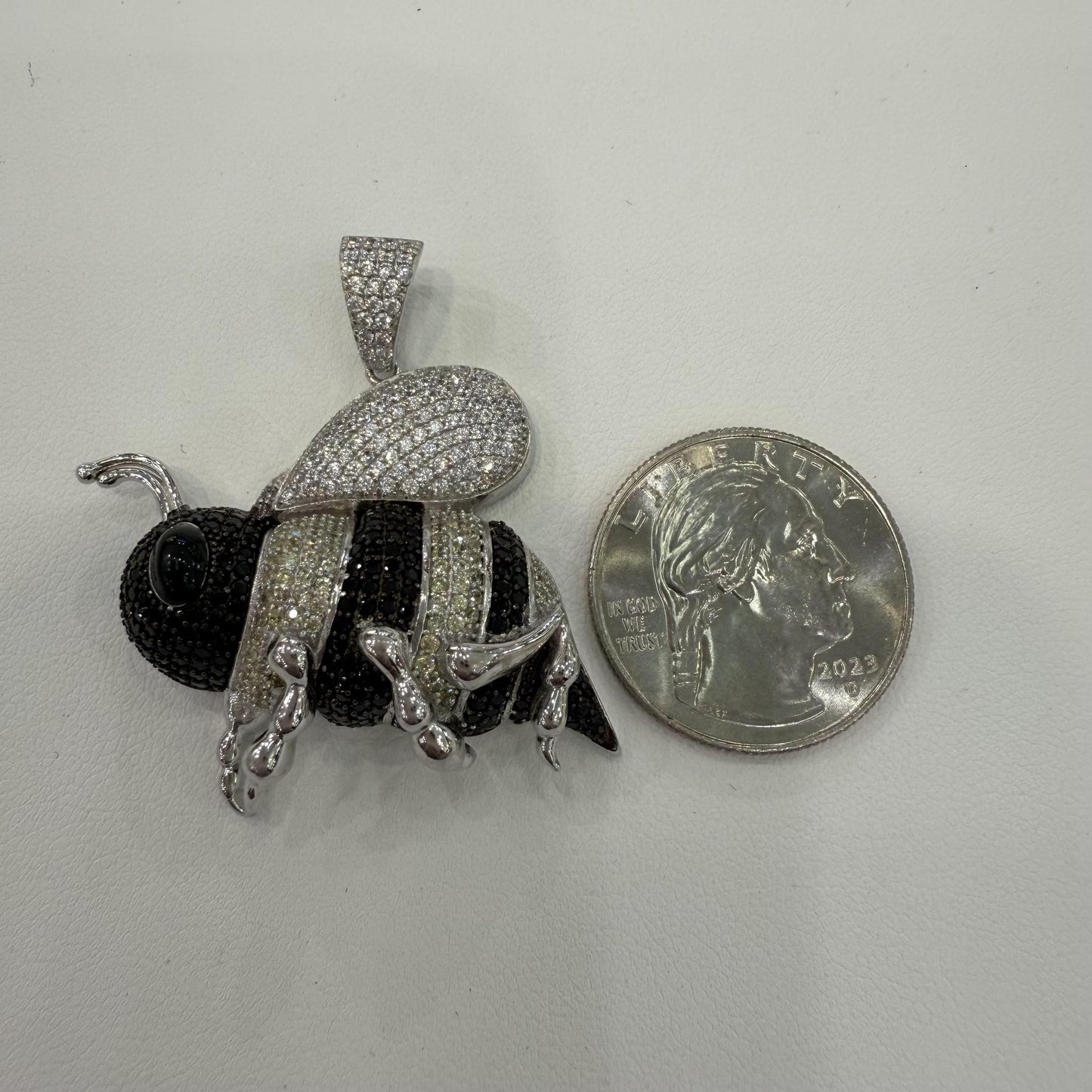 Bumblebee Charm 925 Sterling Silver Pendant Cz 1.7"