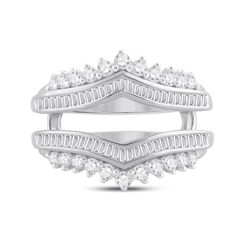 0.74Ctw Baguette Diamond Wrap Enhancer Guard Wedding Ring 14k White Gold