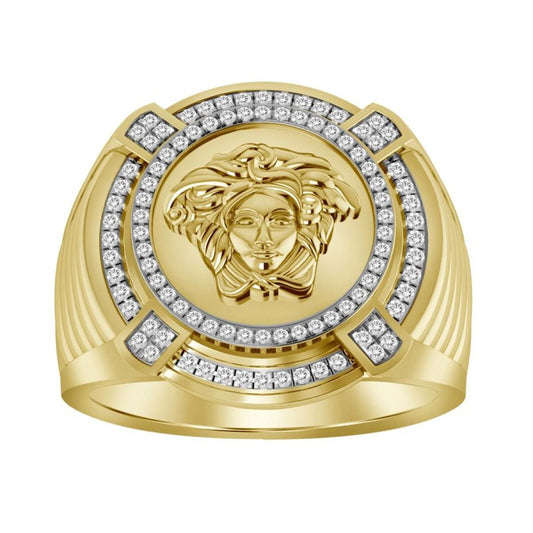 0.25cttw Diamond Round Mens Ring 10k Yellow Gold