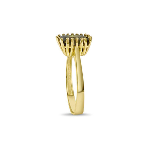 14K Yellow Gold Green Cushion Cut Solitaire Ring