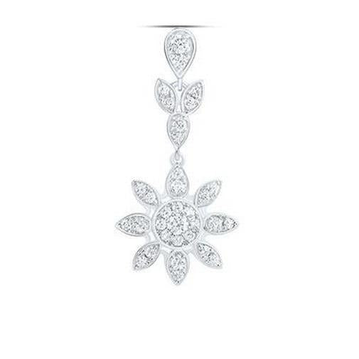 0.50ctw Diamond Flower Pendant 14K White Gold