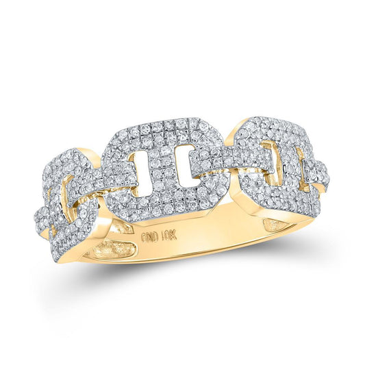 10k Yellow Gold Mens Diamond Link Chain Band Mens Ring 5/8Cttw