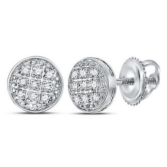 Diamond Round Stud Earrings 10K White Gold